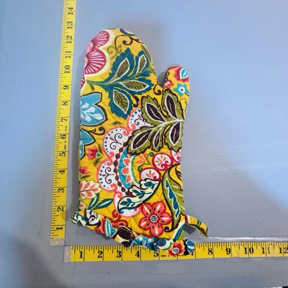 Vera Bradley Yellow Provencal Oven Mitt Henney Paisley Quilted Baking Kitchen